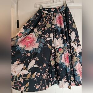 Blackmilk Koson Flowers Floral A-Line Skirt - Black and Pink